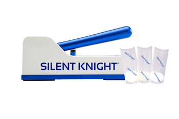 The Silent Knight medical-grade pill crusher with genuine pouches